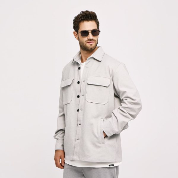 BROKERS Ανδρικό overshirt Brokers beige με τσέπες-25516-693-691-GREY/Γκρι