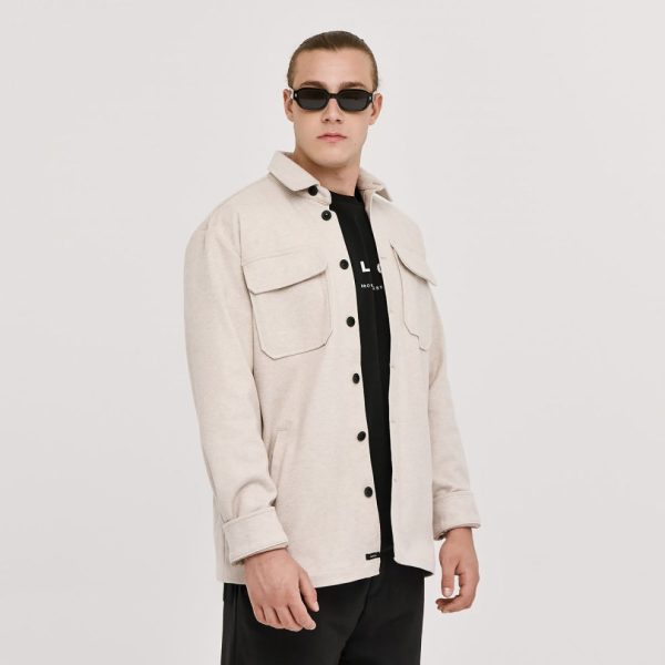 BROKERS Ανδρικό overshirt Brokers beige με τσέπες-25516-693-691-BEIGE/Μπέζ