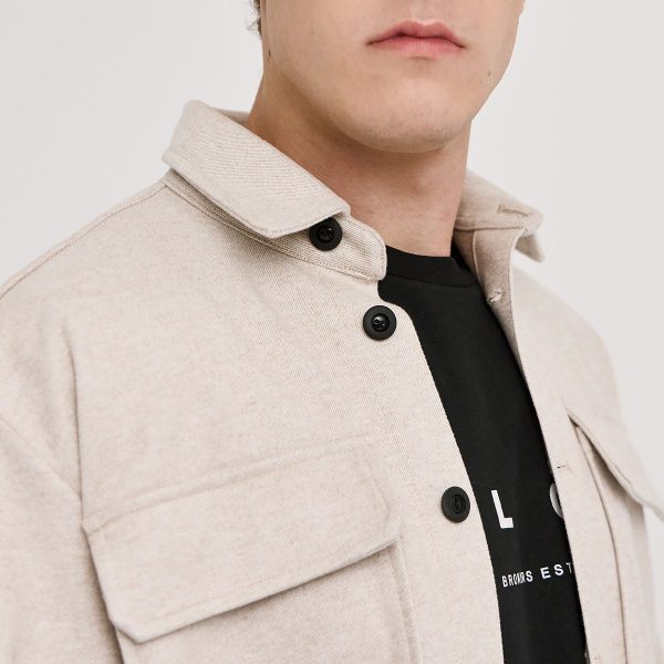 BROKERS Ανδρικό overshirt Brokers beige με τσέπες-25516-693-691-BEIGE/Μπέζ