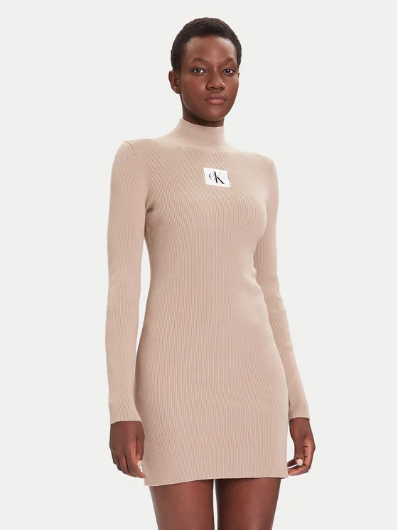 Calvin Klein MINI DRESS-LV047D308G-Pueblo sand/Μπεζ