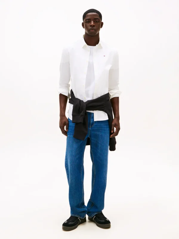 TOMMY JEANS ΕΛΑΣΤΙΚΟ ΠΟΥΚΑΜΙΣΟ ΣΕ SLIM ΓΡΑΜΜΗ-DM0DM04405-CLASSIC WHITE/Άσπρο