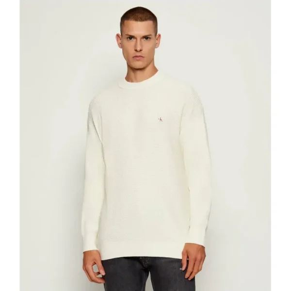 Calvin Klein Βαμβακερό Πουλόβερ Με Μονόγραμμα-LV04RD313-White/Άσπρο
