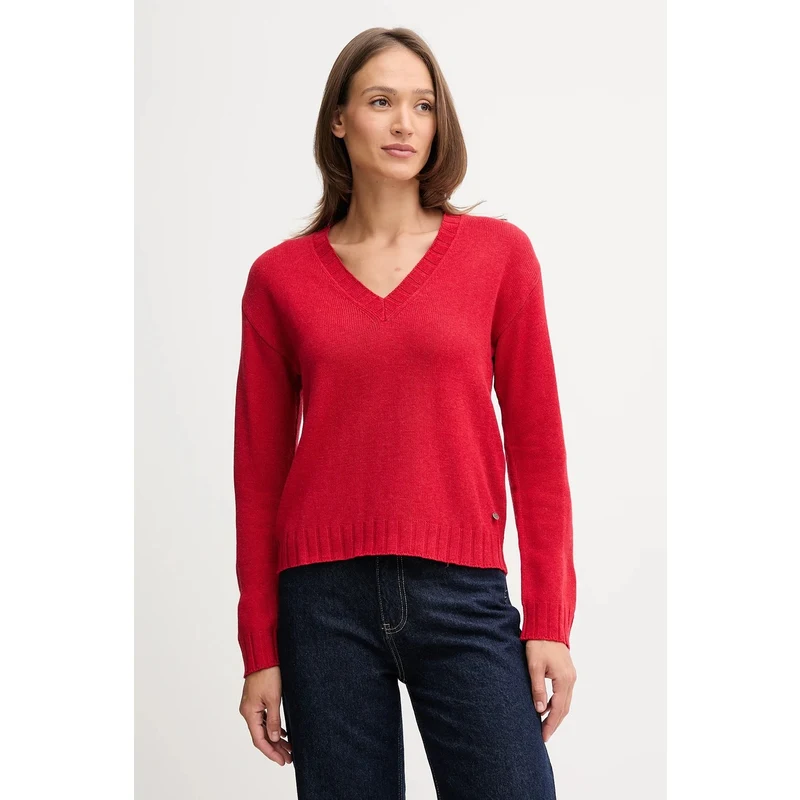 Pepe Jeans Γυναικείο Πουλόβερ με V-PL7000001-Red/Κόκκινο Pepe Jeans Γυναικείο Πουλόβερ με V-PL7000001-Red/Κόκκινο