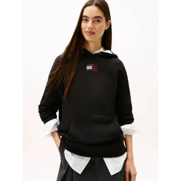 TOMMY JEANS Άνετο Hoody Με Σημαία-DW0DW21605-Black/Μαύρο