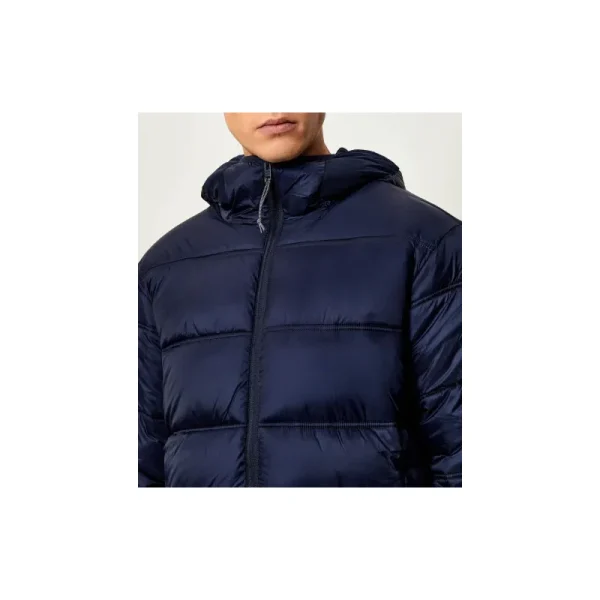 TOMMY JEANS Φουσκωτό Τζάκετ Με Κουκούλα Και Tonal Λογότυπο-DM0DM22044-Dark Night Navy-Σκούρο μπλε