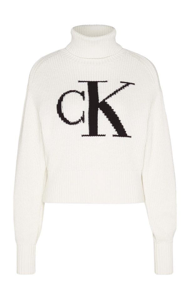 Calvin Klein Πουλόβερ Blown Up Ck Loose Cont-LV047D349G-ivory/Άσπρο