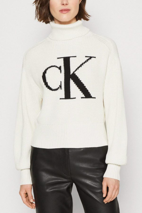 Calvin Klein Πουλόβερ Blown Up Ck Loose Cont-LV047D349G-ivory/Άσπρο