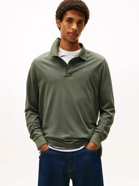 TOMMY JEANS Slim Πόλο Μακρυμάνικο-DM0DM20232-Pewter Green-Χακί