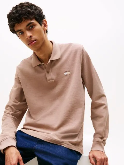 TOMMY JEANS Μακρυμάνικη Μπλούζα Πόλο Σε Κανονική Γραμμή-DM0DM22125-Coastal Taupe-Καφέ