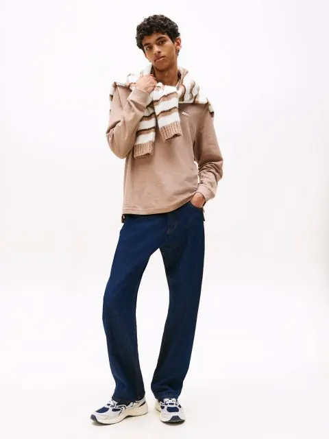 TOMMY JEANS Μακρυμάνικη Μπλούζα Πόλο Σε Κανονική Γραμμή-DM0DM22125-Coastal Taupe-Καφέ