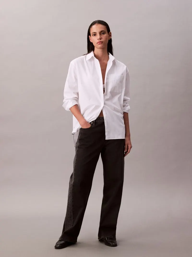 Calvin Klein Άνετο Πουκάμισο Από Ποπλίνα-LV047C143G-Brilliant White-Άσπρο Calvin Klein Άνετο Πουκάμισο Από Ποπλίνα-LV047C143G-Brilliant White-Άσπρο