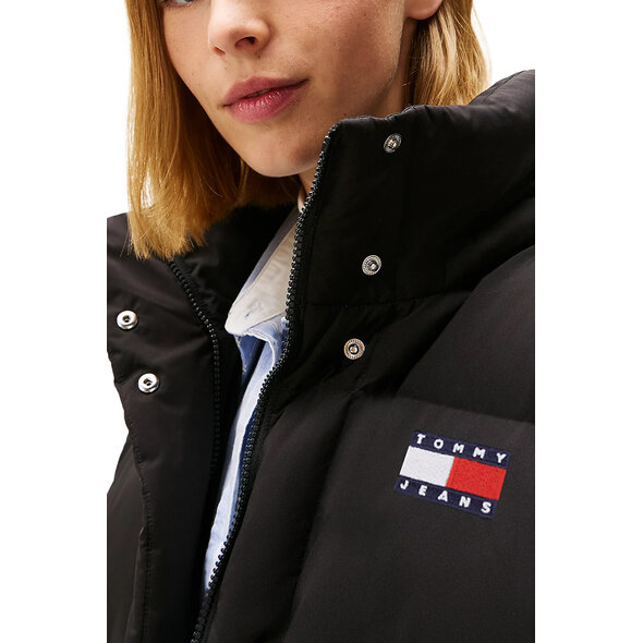 TOMMY JEANS Φουσκωτό Τζάκετ Alaska με Κουκούλα-DW0DW21623-Black/Μαύρο