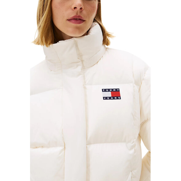 TOMMY JEANS Φουσκωτό Τζάκετ Alaska με Κουκούλα-DW0DW21623-Ancient White