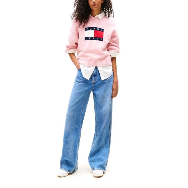 TOMMY JEANS Άνετο Πουλόβερ Με Σημαία Tommy-DW0DW21782-Mystic Pink Htr-Ροζ