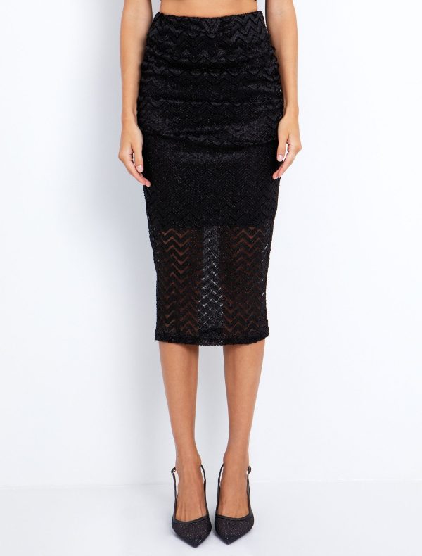 Τoi&Moi Lurex φούστα ντραπέ 10-3978-225-Black/Μαύρο