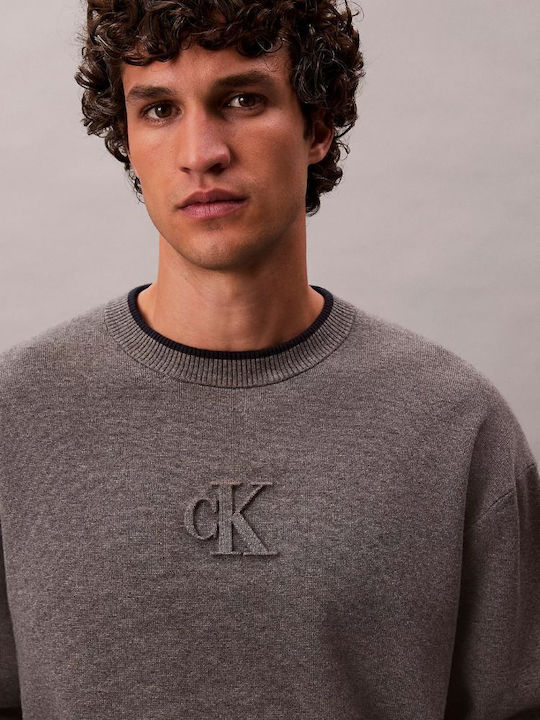 Calvin Klein Πουλόβερ Μακρυμάνικο-LV04RD300-Med-Grey-Γρκι