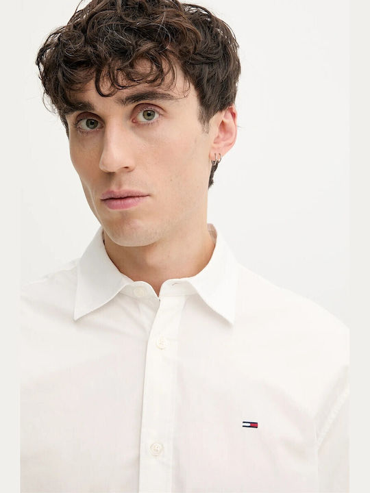 Tommy HilfigerΜακρυμάνικo Τζιν Πουκάμισο σε Κανονική Γραμμή-DM0DM22026-White/Άσπρο
