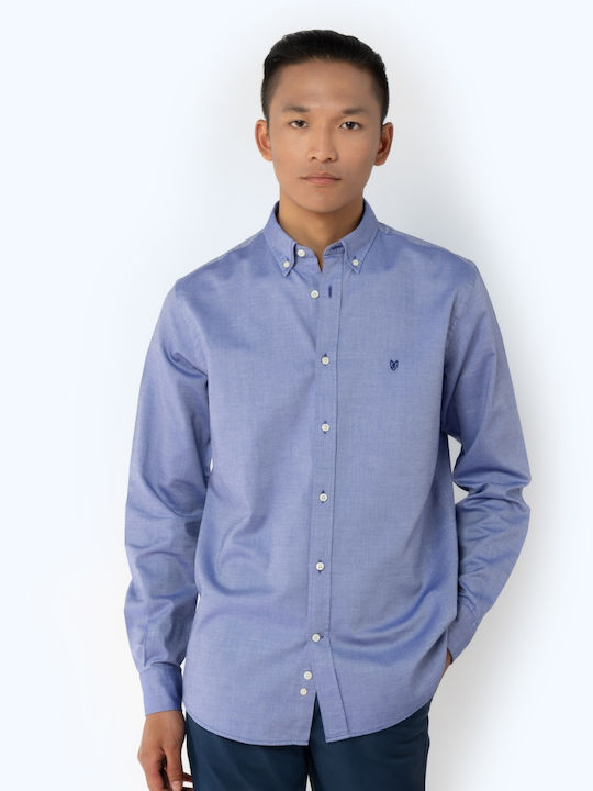 The Bostonians Μακρυμάνικo Βαμβακερό Πουκάμισο σε Κανονική Γραμμή-3AAP0571|B166NV-Μπλε Σκούρο