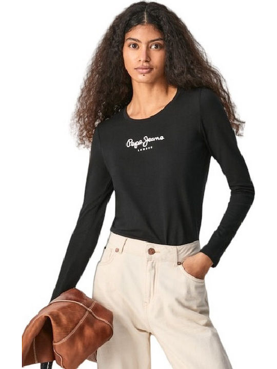 Pepe Jeans New Virginia Γυναικεία Μπλούζα Βαμβακερή Μακρυμάνικη PL505203-Black/Μαύρο Pepe Jeans New Virginia Γυναικεία Μπλούζα Βαμβακερή Μακρυμάνικη PL505203-Black/Μαύρο