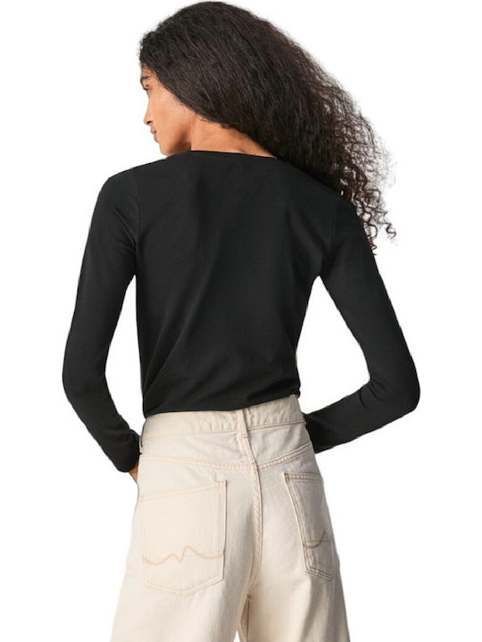 Pepe Jeans New Virginia Γυναικεία Μπλούζα Βαμβακερή Μακρυμάνικη PL505203-Black/Μαύρο Pepe Jeans New Virginia Γυναικεία Μπλούζα Βαμβακερή Μακρυμάνικη PL505203-Black/Μαύρο