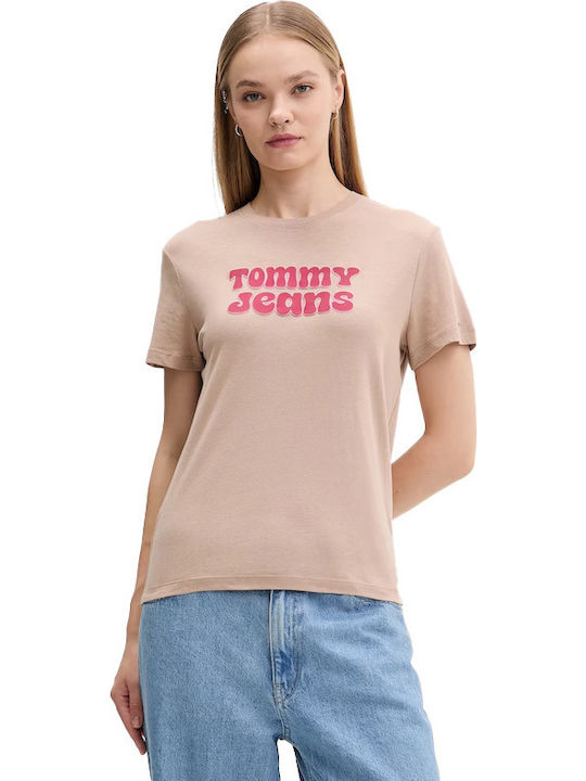 TOMMY JEANS Essential T-shirt Με Λογότυπο Σε Κανονική Γραμμή-DW0DW21956-Malted Milk/Μπεζ