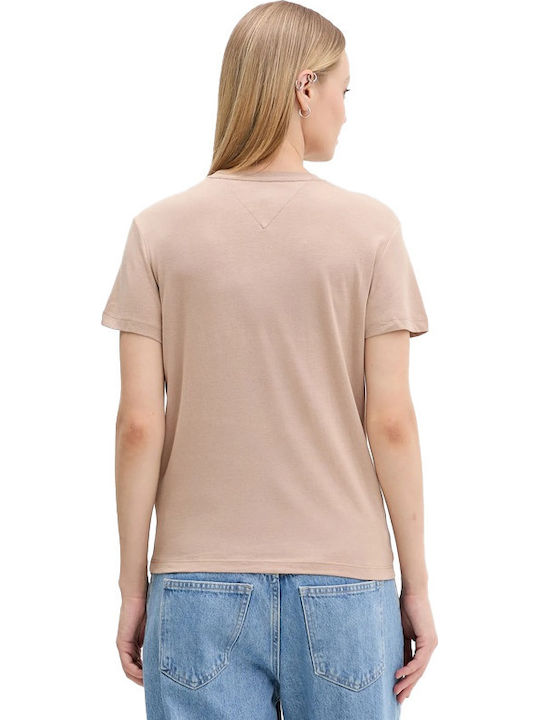 TOMMY JEANS Essential T-shirt Με Λογότυπο Σε Κανονική Γραμμή-DW0DW21956-Malted Milk/Μπεζ