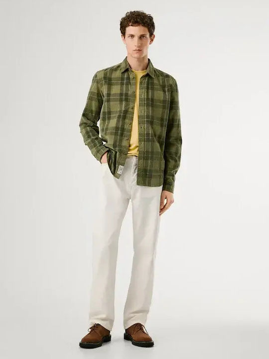 Pepe Jeans Μακρυμάνικo Κοτλέ Πουκάμισο σε Κανονική Γραμμή PM3090833-GREEN-Καρό Χακί Pepe Jeans Μακρυμάνικo Κοτλέ Πουκάμισο σε Κανονική Γραμμή PM3090833-GREEN-Καρό Χακί