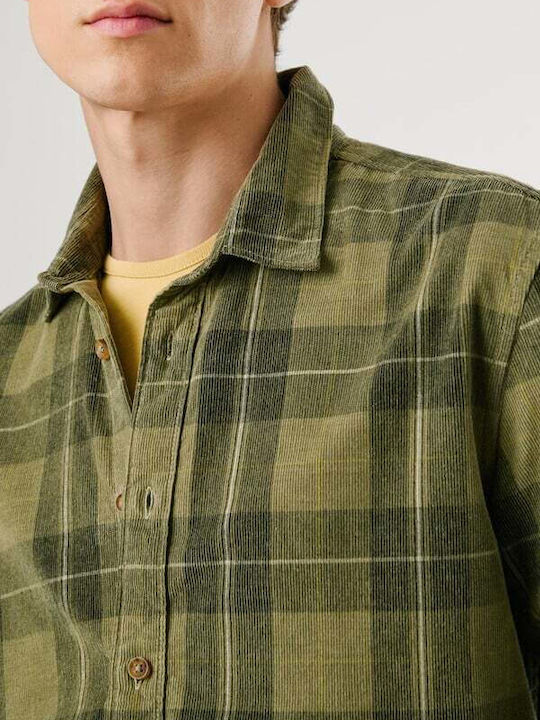 Pepe Jeans Μακρυμάνικo Κοτλέ Πουκάμισο σε Κανονική Γραμμή PM3090833-GREEN-Καρό Χακί Pepe Jeans Μακρυμάνικo Κοτλέ Πουκάμισο σε Κανονική Γραμμή PM3090833-GREEN-Καρό Χακί