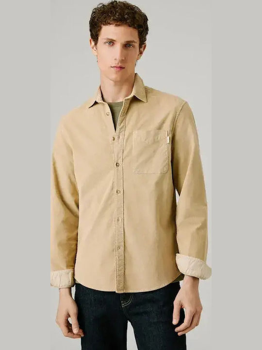 Pepe Jeans Μακρυμάνικo Κοτλέ Πουκάμισο σε Κανονική Γραμμή-PM3090844-Beige/Μπεζ