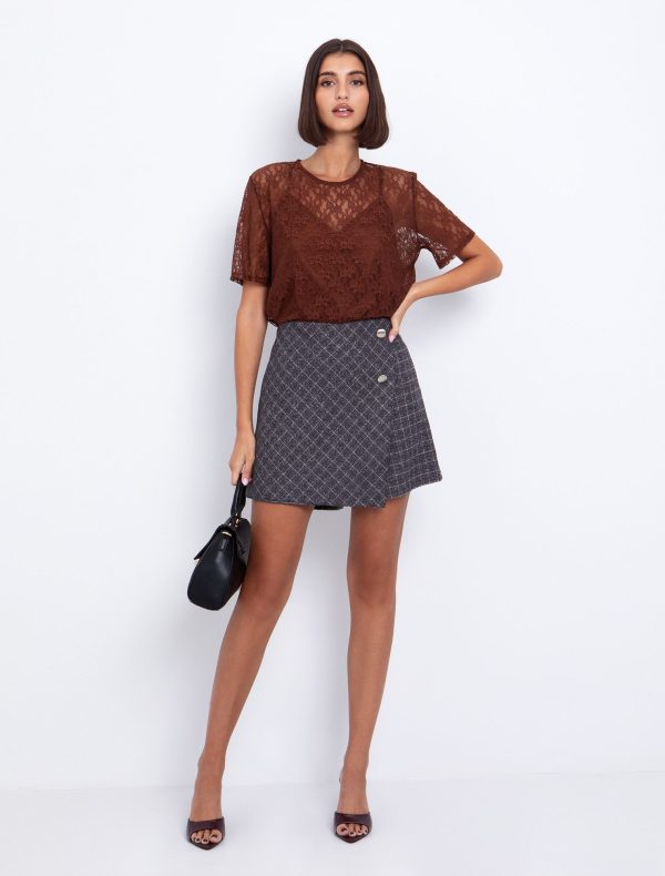 Toi&Moi Καρώ σκορτ με κουμπιά 20-5641-225-Καρώ