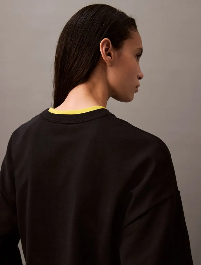 CALVIN KLEIN-Άνετο Φούτερ Από Βαμβακερό Terry-LV047B236G-Black/Μαύρο CALVIN KLEIN-Άνετο Φούτερ Από Βαμβακερό Terry-LV047B236G-Black/Μαύρο