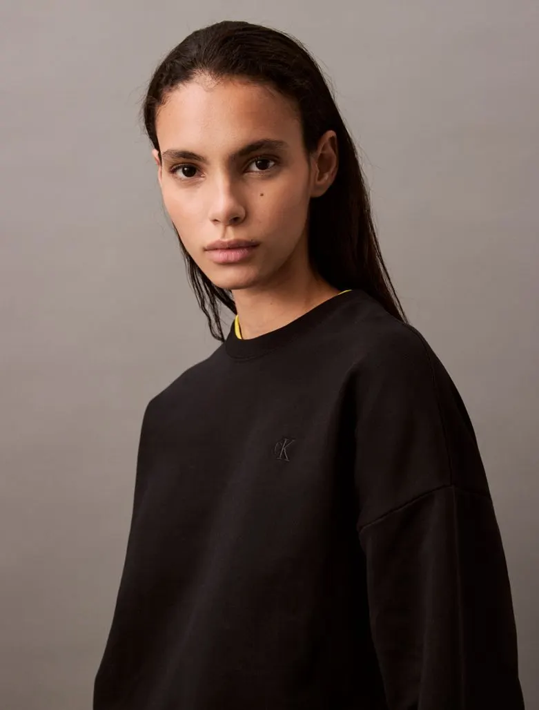 CALVIN KLEIN-Άνετο Φούτερ Από Βαμβακερό Terry-LV047B236G-Black/Μαύρο CALVIN KLEIN-Άνετο Φούτερ Από Βαμβακερό Terry-LV047B236G-Black/Μαύρο