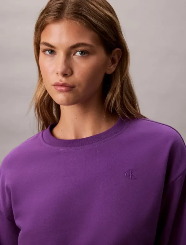 CALVIN KLEIN-Άνετο Φούτερ Από Βαμβακερό Terry-LV047B236G-Mauve/Μώβ