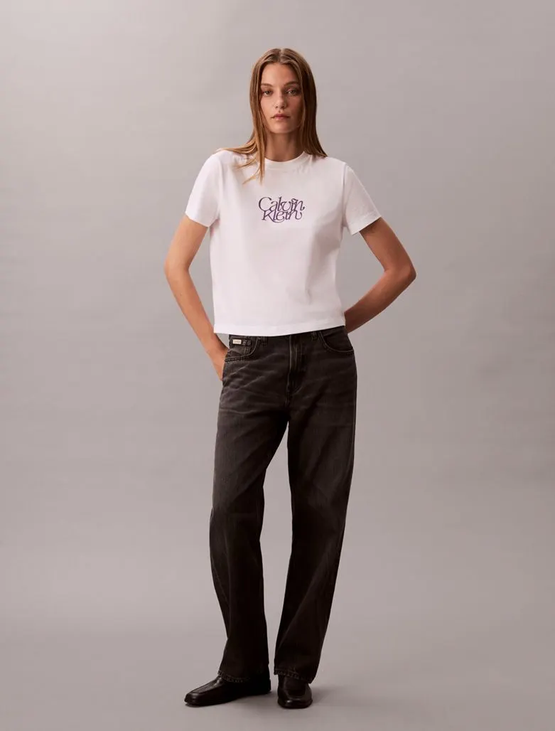 Calvin Klein T-Shirt Σε Slim Γραμμή Με Λογότυπο-LV047D210G-Brilliant White-Άσπρο Calvin Klein T-Shirt Σε Slim Γραμμή Με Λογότυπο-LV047D210G-Brilliant White-Άσπρο