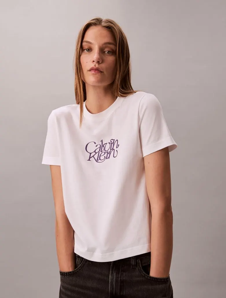 Calvin Klein T-Shirt Σε Slim Γραμμή Με Λογότυπο-LV047D210G-Brilliant White-Άσπρο Calvin Klein T-Shirt Σε Slim Γραμμή Με Λογότυπο-LV047D210G-Brilliant White-Άσπρο