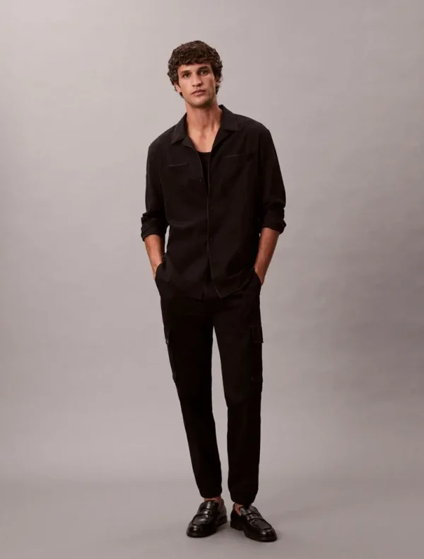Calvin Klein Cargo Παντελόνι Σε Skinny Γραμμή Από Twill-LV04RD608G-Black/Μαύρο