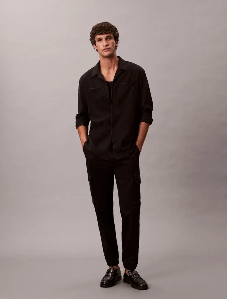 Calvin Klein Cargo Παντελόνι Σε Skinny Γραμμή Από Twill-LV04RD608G-Black/Μαύρο