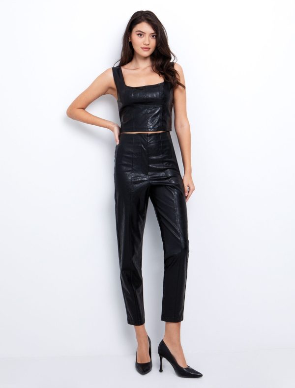 Toi&Moi Ψηλόμεσο παντελόνι από δερματίνη 20-5541-225-Black/Μαύρο