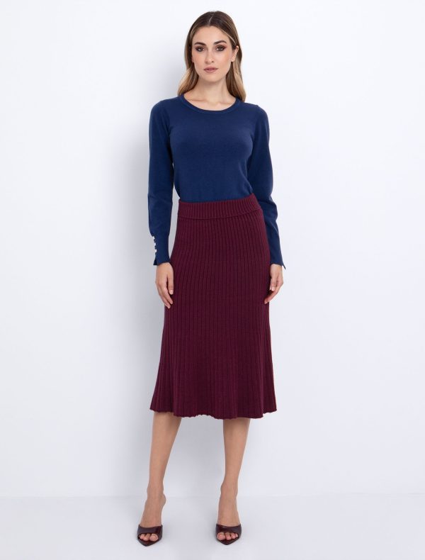 Toi&Moi Basic πλεκτή μπλούζα στρογγυλή λαιμόκοψη 70-4817-225-Blue Navy/Mπλέ Navy