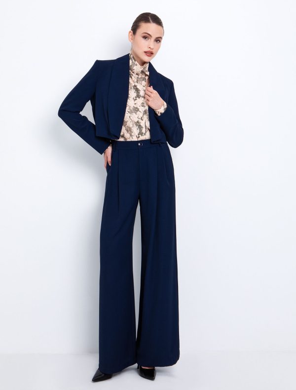 Toi&Moi Wide leg παντελόνι με πιέτες 20-5718-225-Blue Navy/Μπλέ Navy