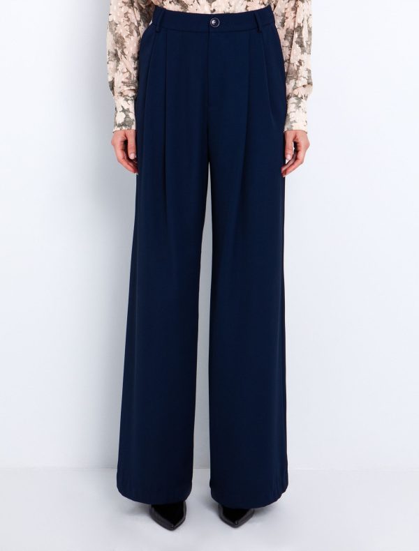 Toi&Moi Wide leg παντελόνι με πιέτες 20-5718-225-Blue Navy/Μπλέ Navy