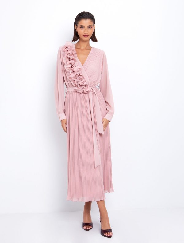 Toi&Moi Πλισέ φόρεμα με βολάν 50-6690-225-Σάπιο Μήλο