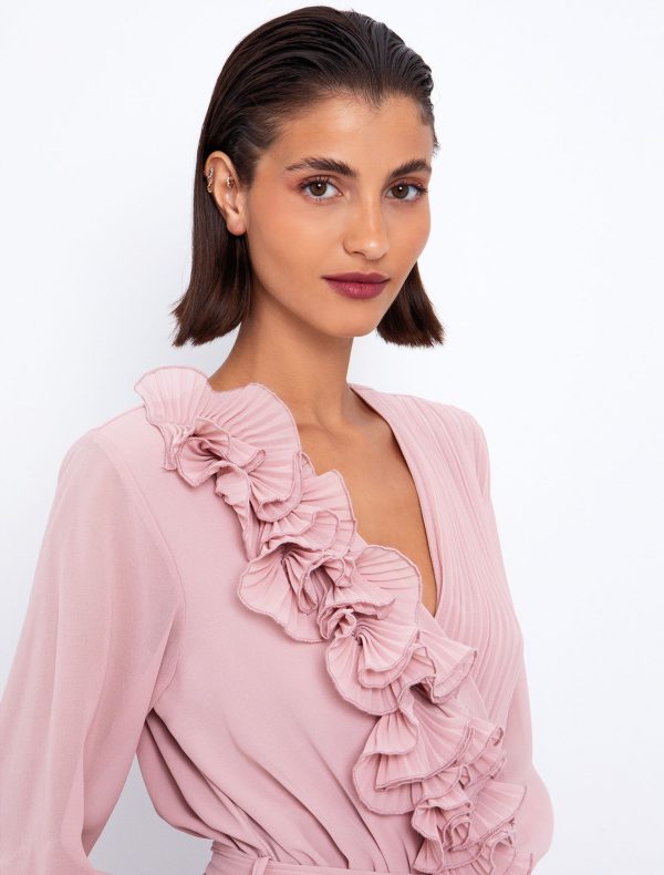 Toi&Moi Πλισέ φόρεμα με βολάν 50-6690-225-Σάπιο Μήλο