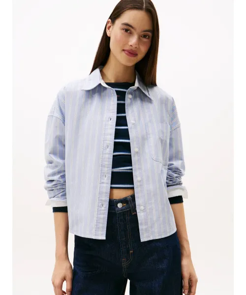 TOMMY JEANS Crop Πουκάμισο Oxford-DW0DW21455-Blue Spell