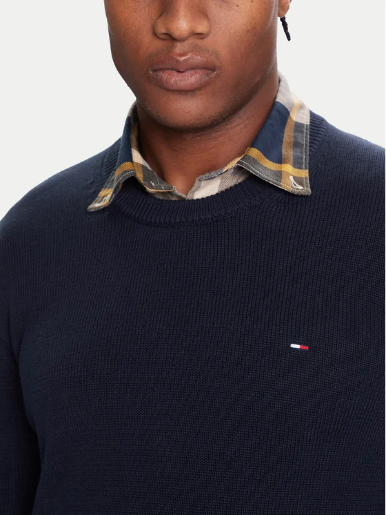 TOMMY JEANS Πουλόβερ Σε Slim Γραμμή Με Κλασική Λαιμόκοψη-DM0DM21787-Dark Night Navy-Μπλέ