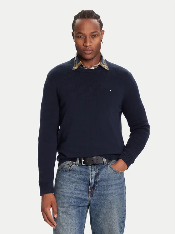 TOMMY JEANS Πουλόβερ Σε Slim Γραμμή Με Κλασική Λαιμόκοψη-DM0DM21787-Dark Night Navy-Μπλέ
