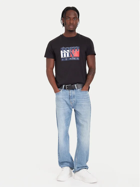 TOMMY JEANS T-Shirt Σε Slim Γραμμή Με Σημαία-DM0DM21977-Black/Μαύρο