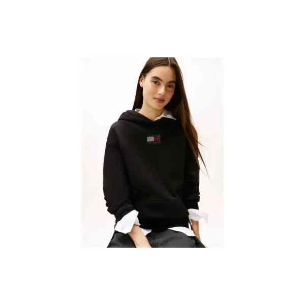 TOMMY JEANS Άνετο Hoody Με Σημαία-DW0DW21605-Black/Μαύρο