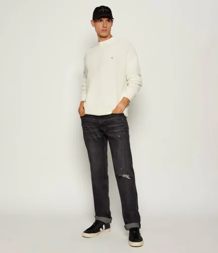 Calvin Klein Βαμβακερό Πουλόβερ Με Μονόγραμμα-LV04RD313-White/Άσπρο