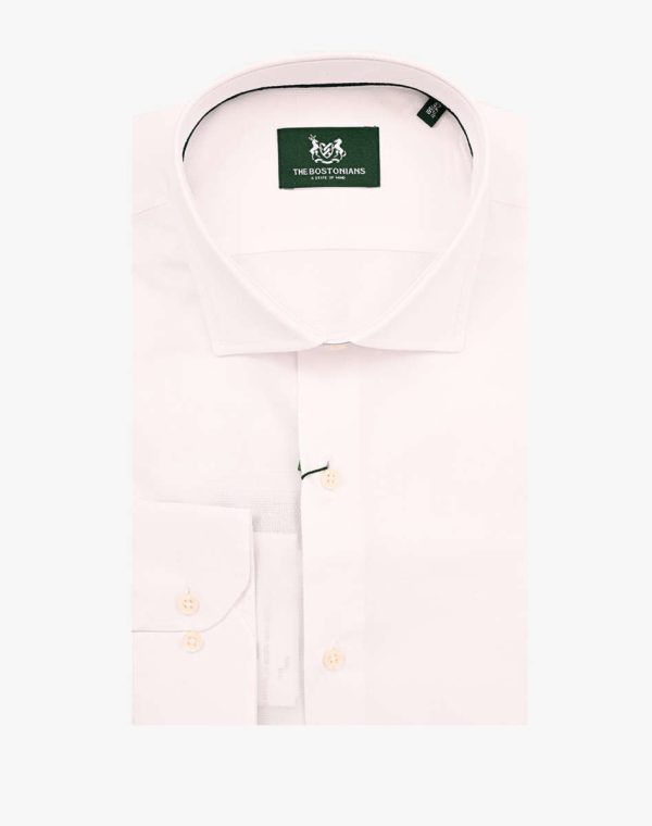 THE BOSTONIANS ΠΟΥΚΑΜΙΣΟ DOBBY CUSTOM FIT Patterned DOBBY Semi-rex Custom FIT-3ANP2440-B001-WHITE/AΣΠΡΟ